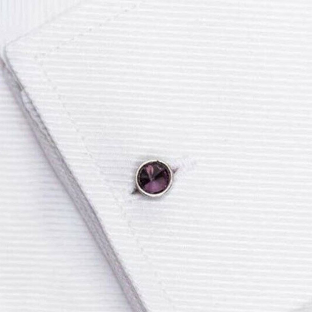 Classic Men's Lavender Dot Cufflinks - Picture 5 of 6